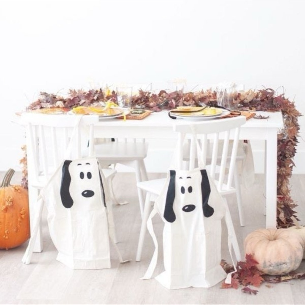 2 New without tag Pottery Barn Kids holiday Snoopy Aprons